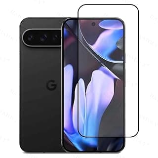 Full coverage tempered glass screen protector for Google pixel 9 pro XL with fingerprint support and olephobic coating - black