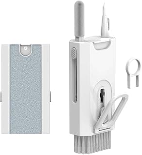 8-in-1 Portable Cleaning Kit: Phones, Tablets, Laptops, Keyboards, Earbuds, with Built-in Holder - White