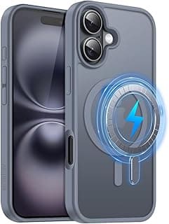 Magnetic Case for iPhone 16 6.1 Inch, Mobile Phone Case Compatible with MagSafe, Translucent Matte Thin Shockproof Protective Case, Grey