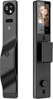 AI Smart Digital Door Lock with Face & Palm Recognition, Fingerprint Keyless Entry, Tuya App Control, Gray Aluminum, Multiple Unlocking Methods for Home Office