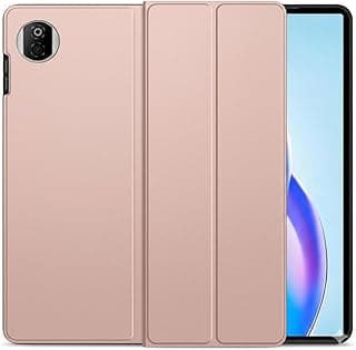 جراب متوافق مع Honor Pad X7 مقاس 8.7 بوصة 2025، جراب حماية خلفي من السيليكون TPU ناعم وخفيف الوزن مع خاصية الفتح والغلق التلقائي (ذهبي وردي)