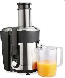 عصارة فواكه تورنيدو 800 وات، ستانلس ستيل، أسود في فضي CJ-800T