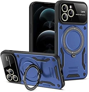Case IPhone 13 Pro Max with Camera Lens Protector, Full Body Heavy Duty Rugged Shockproof Case with ring Kickstand Compatible with Wireless Charging for iphone 13 pro Max (Blue)