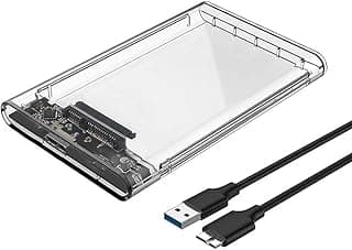 جراب قرص صلب خارجي شفاف 31.75 سم ساتا إلى USB 3.1، بدون أدوات لهارد SSD 2.5 انش وهارد HDD 9.5 ملم 7 ملم يدعم يو ايه اس بي ساتا من ريليتيك