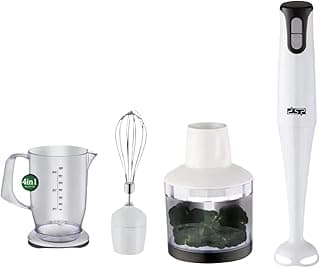 DSP Hand Blender 4-in-1, 400W Power, Dual Speed Control, Includes 500ml Chopper & 800ml Mixing Bowl, Easy to Clean, Anti-Splash Design, Stainless Steel Blades, KM1003