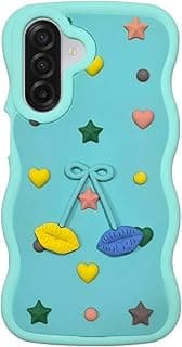 Akiira Back Cover For Samsung Galaxy A17, TPU Phone case with 3D cartoon toys Drop Protection, Non-Slip Airbag Design For Women and Girls (Turquoise)