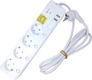 مشترك كهرباء كوري خارجي 3520 وات/16 امبير - 4 مخارج مستقلة + 2 منفذ USB - تدفق تيار متطور