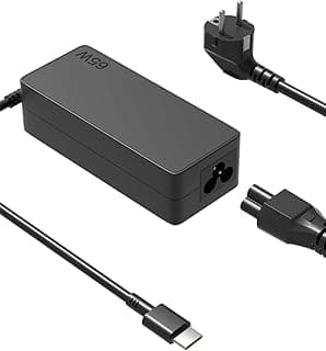 شاحن من إتش إس إكس آي آر كيو إيه بمنفذ USB متوافق مع لينوفو ثينك باد و يوغا و كروم بوك، بمنفذ واحد، 65 واط، مع USB تايب-C و توصيل الطاقة
