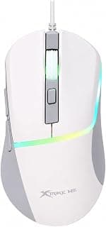 ماوس العاب GM-322 RGB من اكسترايك مي - مستشعر بصري 7200 نقطة لكل بوصة، ماوس العاب ابيض مع اضاءة خلفية RGB، تصميم مريح و6 ازرار قابلة للبرمجة (ابيض)