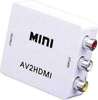 ماكسيز محول صوت وفيديو ار سي ايه الى HDMI 1080P ميني مركب CVBS AV2HDMI يدعم بال سيكام - ام ابيض AVtoHDMI عدد المنافذ: 3
