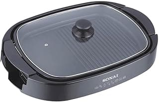 Sonai Grill, 1500 Watt, with Glass Lid, Non-Slip Feature, Black - MAR.610