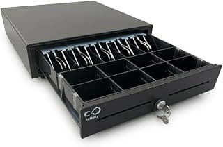 Heavy Duty Plastic Cashier Drawer with Lock and Key - Professional Cash Box for Cash Coin Organizer for POS Systems, Shops, Pharmacies, Supermarkets - Black