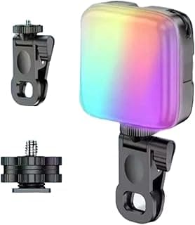 إضاءة LED RGB موديل U80 Pro للموبايل - تصوير فيديو - صغيرة للموبايلات + 12 لون إضاءة مختلف للتصوير الاحترافي - أسود