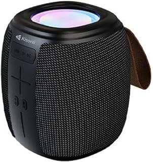 KisonlIi Q16 Plus Bluetooth 5.0 Speaker with RGB LED Light, Black | Wireless Portable, RGB Colour Lighting, Model Q16 Plus, Home & Outdoor Use, Smartphone Compatible