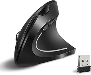 ماوس لاسلكي مريح قابل لإعادة الشحن، 2.4 جيجاهرتز من فاسينك مع مستقبل USB، 6 أزرار، 800/1200/1600 نقطة لكل بوصة، للاب توب والكمبيوتر (أسود)
