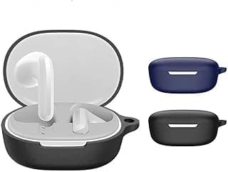 [2 Pack] TPU Case Compatible with Xiaomi Redmi Buds 4 Lite, with Key Hook, Ultra-Thin, Scratch Resistant Soft Silicone Case, Black + Dark Blue