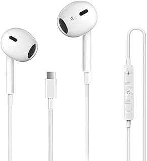 سماعات رأس سلكية بطرف USB نوع C مع ميكروفون وجهاز تحكم، سماعات أذن عازلة للضوضاء متوافقة مع موبايل آيفون 16 وآيفون 16 برو ماكس وآيباد برو ومعظم الأجهزة ذات مقبس USB نوع C