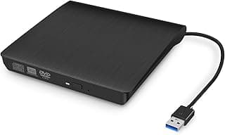 مشغل أقراص DVD RW CD خارجي نحيف ناسخ وقارئ للابتوب والكمبيوتر، فضي
