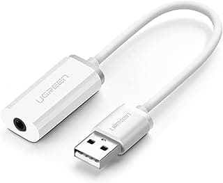 USB External Stereo Sound Adapter, 3.5mm AUX Stereo for Headset - White