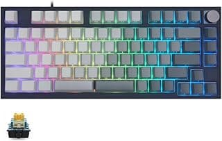 كيبورد جيمنج SKYLOONG RGB 8K Optical - سويتشات Glacier Optical قابلة للتبديل السريع - معدل استجابة 8000Hz (عربي وإنجليزي) (GK75 سويتش أصفر)