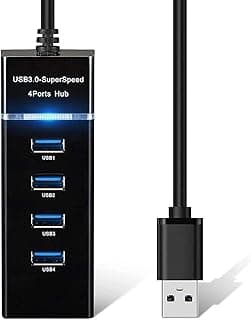 موزع Z1106 USB 3.0 من زونيك 4 منافذ فائقة السرعة 5 جيجابايت في الثانية للكمبيوتر واللاب توب بطول 30 سم أسود