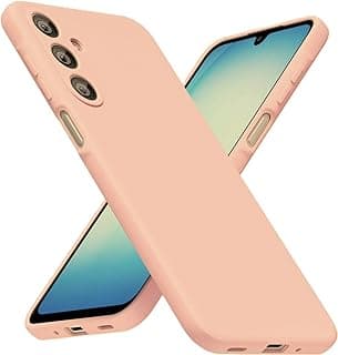 جراب سيليكون لهاتف سامسونج Galaxy A17 - وردي، مبطن من الداخل، حماية كاملة للكاميرا