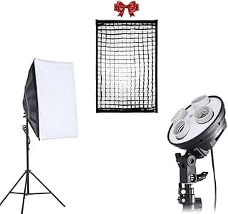 سوفت بوكس رباعي 50 * 70 سم إضاءة احترافية التصوير و صنع المحتوى وجلسات التصوير (1سوفت بوكس مع حامل 2م مع 4 لمبات بقوة 88 واط)