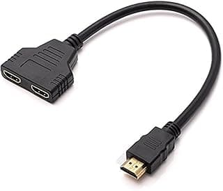 كابل مهايئ HDMI - موزع كابل HDMI 1 في 2 مخرج 1080 بكسل HDMI ذكر إلى مزدوج HDMI أنثى 1 إلى 2 طريقة لـ HDMI HD، LED، LCD، TV، يدعم اثنين من التلفزيون في نفس الوقت، أسود