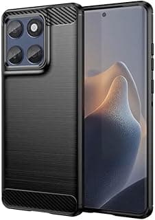 جراب كربون فايبر TPU مضاد للبصمات والصدمات متوافق مع موتورولا Edge 60 Fusion/Edge 60/60s (اسود، Edge 60 fusion)