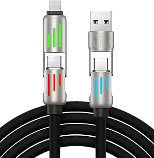 Km Technology 4 in 1 Convertible Metal Fast Data Cable, 3.9ft USB C USB A, 65W, Compatible With iPhone/iPad/MacBook Pro/Airpods/Samsung/Android (Black240W)