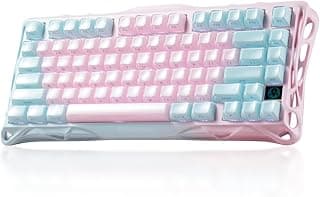 GravaStar Mercury K1 Lite 75% Gaming Keyboard, Tri-Mode Wireless (2.4GHz/Bluetooth/Cable), Mechanical Hot Swap Gasket Keyboard, Pre-Oiled Linear Switch, RGB Lighting - Pink A