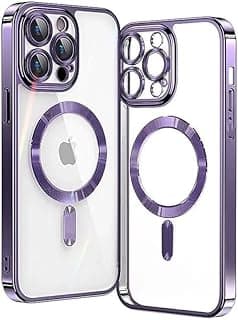For Apple iPhone 14 Pro Max Silicone Transparent Back Case with Platinum Frame,Supports Wireless Charging and Camera Lens Protector Compatible With Apple iPhone 14 Pro Max (6.7'') (Clear&Purple)