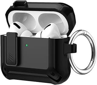 جراب لسماعات AirPods 4 بقفل، غطاء حماية متين لسماعات ابل الجيل الرابع (2024)، درع حماية كامل ضد الصدمات مع ميدالية (أسود)