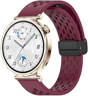 سوار ساعة من السيليكون المسامي مقاس 18 ملم من Next Store متوافق مع Huawei Watch GT4/GT5/GT6 41mm وMibro GS Pro وMibro T1، حزام ناعم مقاوم للماء بقفل مغناطيسي قوي سريع الفك.