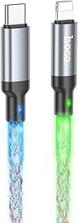 كابل هوكو U112 - Shine للشحن السريع ونقل البيانات (20 وات - 1 متر)، من USB-C إلى Lightning، متوافق مع ابل ايفون وايباد وايربودز - رمادي