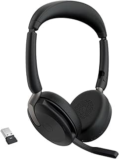 Evolve2 65 Flex - Wireless Stereo Headset with Bluetooth, Noise-cancelling Jabra ClearVoice Technology and Hybrid ANC - Works with all leading UC Platforms - Black