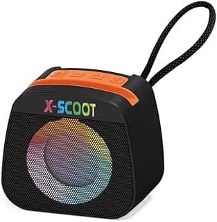 سبيكر بلوتوث محمول X-Scoot موديل XS-604 مع صوت باس قوي واضاءة LED، 8 وات، 1200 مللي امبير - اسود