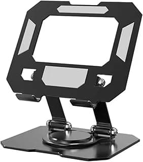 KRESHU Metal Ergonomic Rotation Portable Tablet PC Stand | Foldable Adjustable 360 Rotating Desktop Ipad | Phone | Tablet Holder for Office | Home Shelf | Bed | Car (1-Pcs)