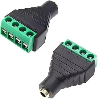 قطعة واحدة مقبس صوت 4 Pin أنثى - وصلة إصلاح منفذ صوت 3.5mm ستيريو 4Pole - محول كابل طرفي ببرغي لاستبدال سماعات الرأس