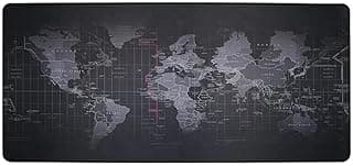 ماوس باد كبير بخريطة العالم 70x30 سم - حواف مخيطة، قماش فاخر قابل للغسل مع سطح ليكرا مطاطي غير قابل للانزلاق، مناسب للابتوب والكمبيوتر