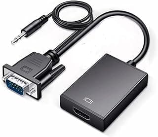 محول VGA إلى HDMI، محول ذكر إلى أنثى مع مخرج صوت 3.5MM بدقة Full HD 1080P لتوصيل الشاشة، الكمبيوتر، اللابتوب، HDTV، البروجيكتور، DVD