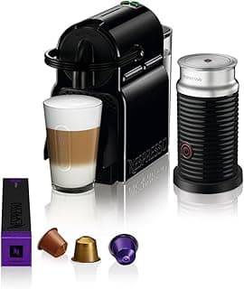 ماكينة قهوة نسبريسو Inissia مع صانعة رغوة الحليب Aeroccino 3، D40BU-BK (700 مل) + 30 كبسولة قهوة هدية عند التسجيل على موقع نسبريسو