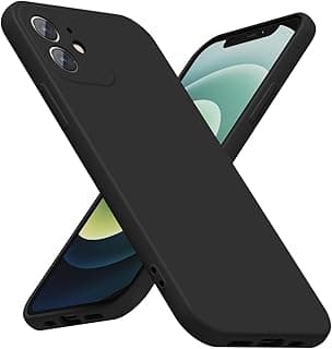 جراب سيليكون عالي الجودة مبطن من الداخل مع حماية كاملة للكاميرا لهاتف iPhone 12 (أسود)
