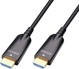 كابل HDMI من ألياف بصرية دي تيك مع 4K 30Hz 1080بيكسل 60 هرتز HD فيديو ثلاثي الأبعاد ايه ار سي اتش يدعم سرعات عالية لشاشة الكومبيوتر والتلفزيون وجهاز العرض، (10 متر، أسود)