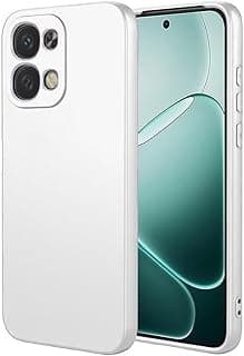 جراب سيليكون متوافق مع OPPO A6 Pro، جراب سيليكون ناعم مضاد للصدمات بلمسة نهائية مطفية مع بطانة قماشية داخلية (أبيض)