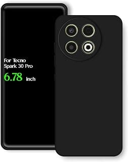 For Tecno Spark 30 Pro Silicone Back Color Cover, Camera Protection From Shocks From TPU Compatible For Tecno Spark 30 Pro (6.78") (Black)