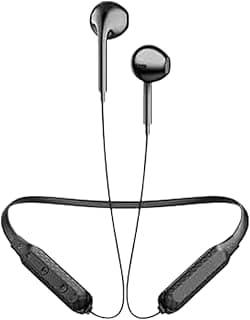 Earldoom Magnetic Bluetooth 5.0 Earldoom Sports Wireless Neckband Headphones Hanging Headphones with Mic Stereo Pure Sound and Bass - Black (BH-75)
