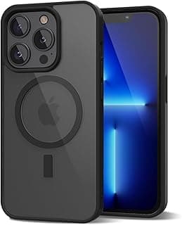 Shock-absorbing Slim Fit Bumper Case Solid Matte Black TPU Frame Anti-Scratch Clear Magnetic Back for Apple iphone (13 Pro Max)