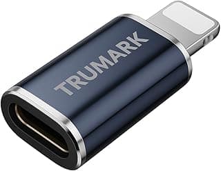 محول USB-C انثى الى لايتنينج ذكر، 27 واط بي دي للشحن السريع ونقل البيانات، خليط معدني من الالومنيوم، ازرق داكن