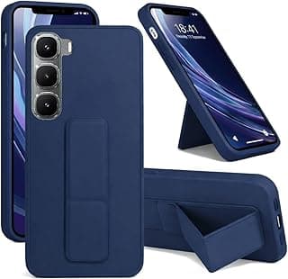 جراب مغناطيسي بحزام يد لهاتف INFINIX HOT 60 / HOT 60I، غطاء ناعم مضاد للصدمات مع مسند مدمج، متوافق مع حامل السيارة، جراب حماية رفيع (أزرق)